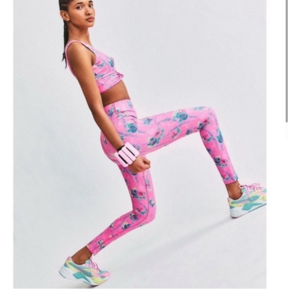 Loveshack Fancy x Beach Riot Piper floral leggings and top NWOT size Small